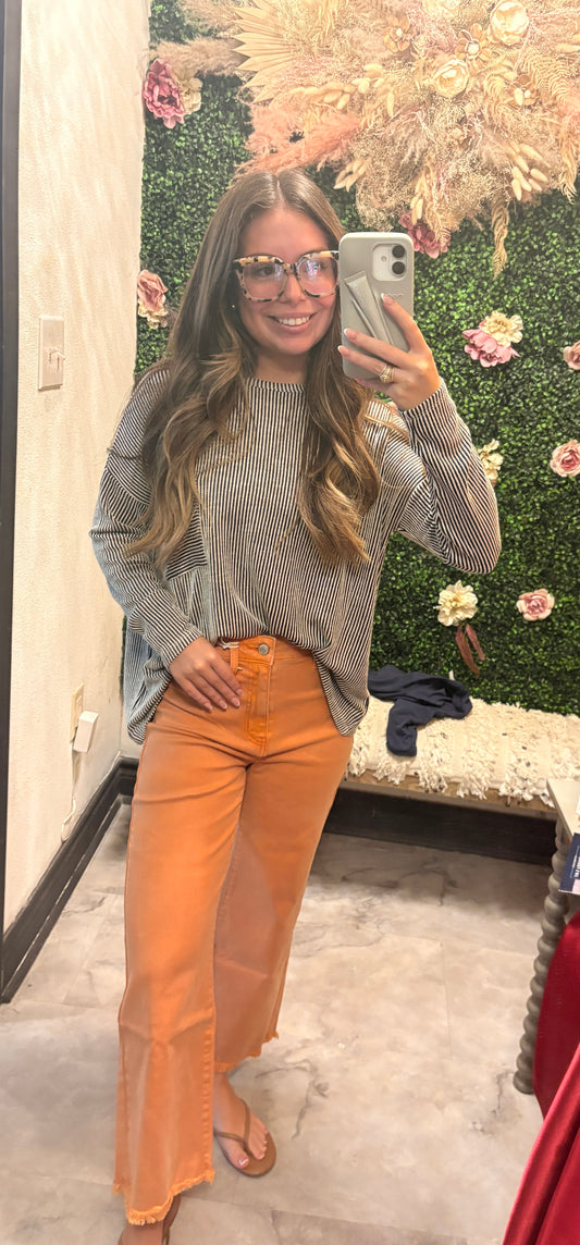 Acid wash high waist fray pants