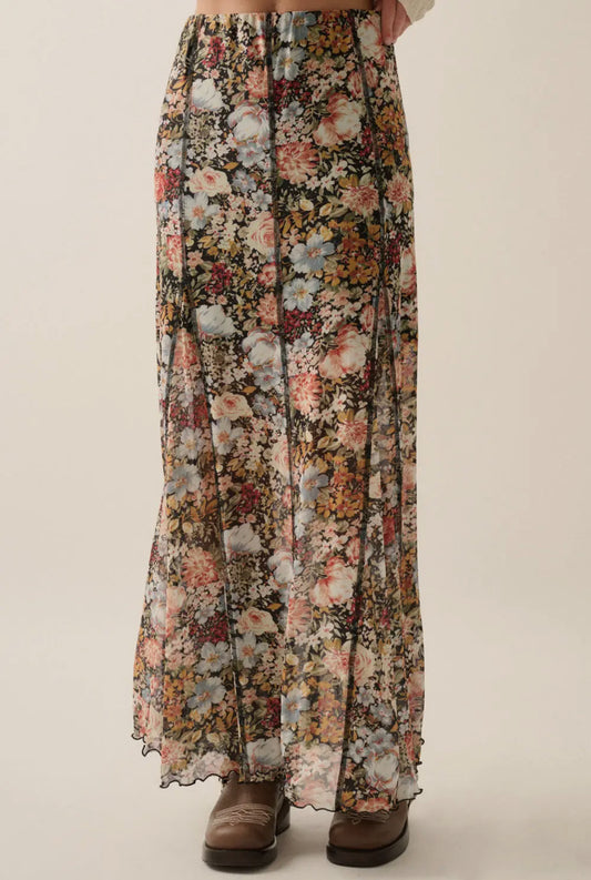 Floral knit maxi skirt