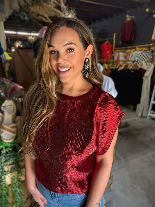 Metallic mama top