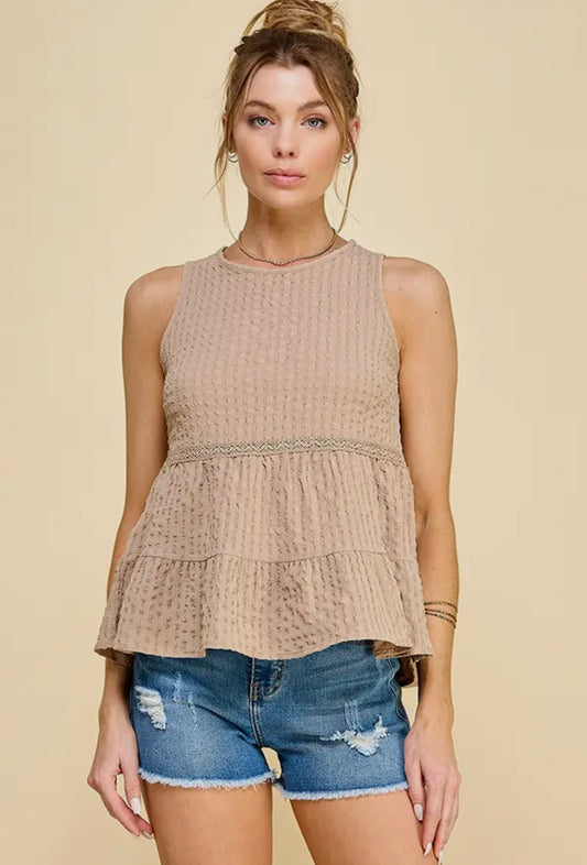 Taupe Boho Peplum Blouse