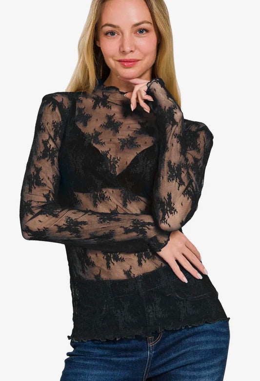 Lace long sleeve top
