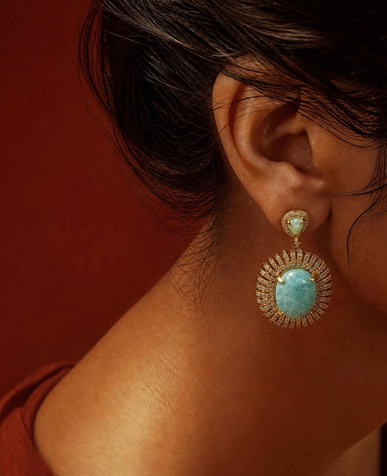 Gold Amazonite Bold Earrings
