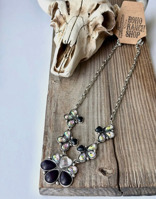 Black Squash Blossom Silver Necklace