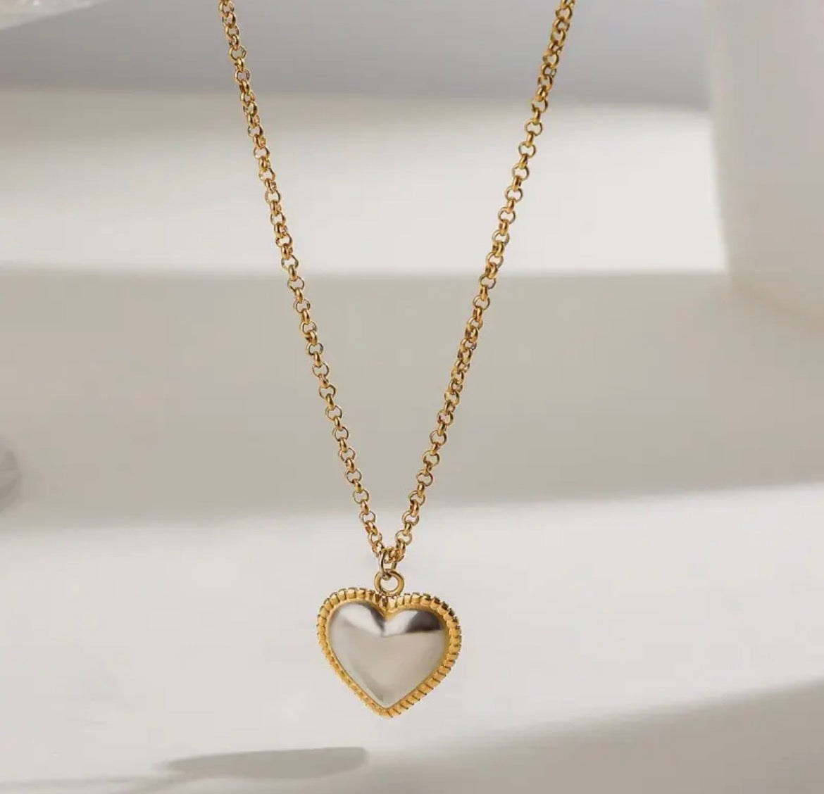 18k stainless heart necklace
