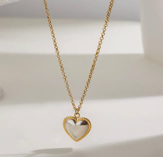 18k stainless heart necklace