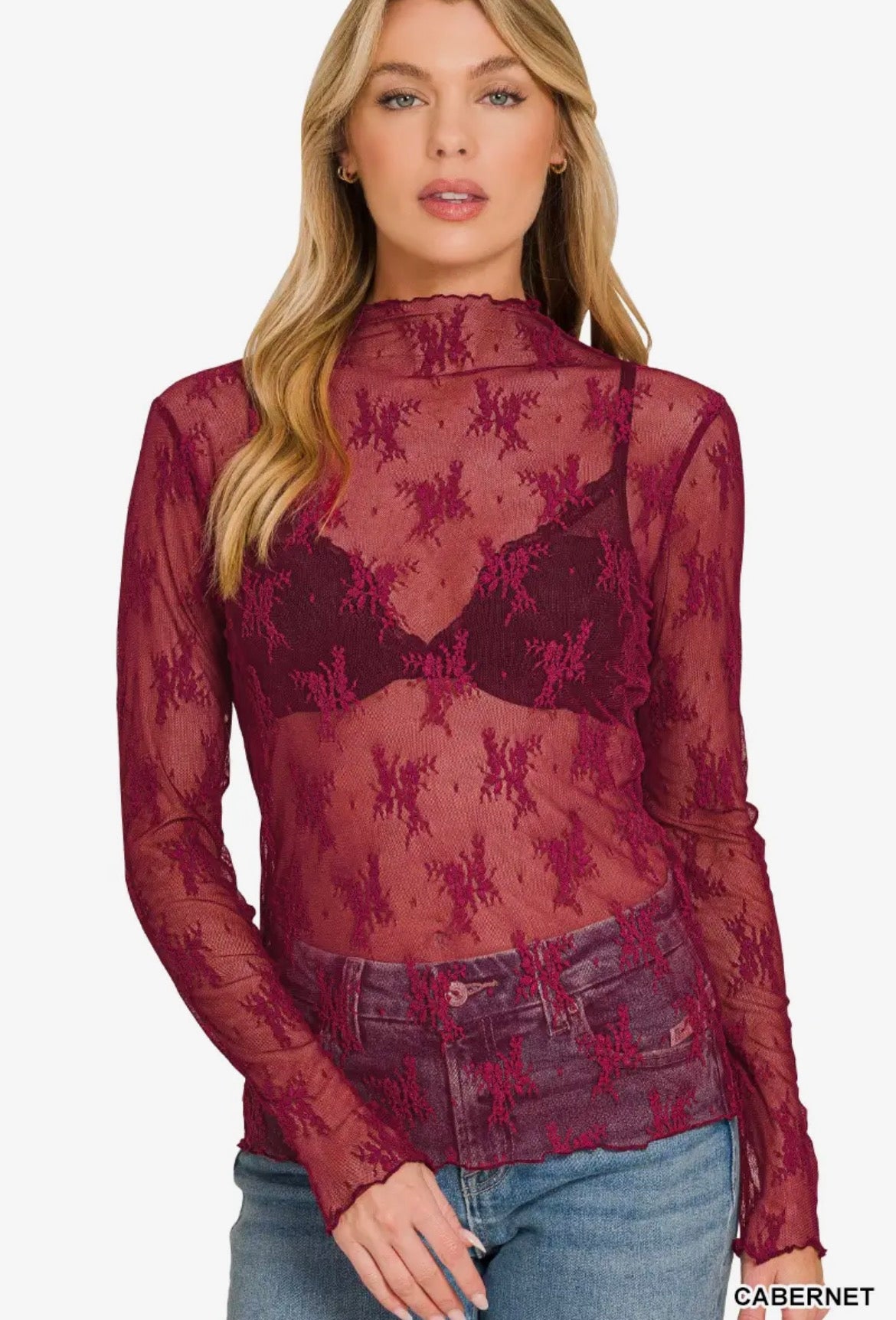 Lace long sleeve top
