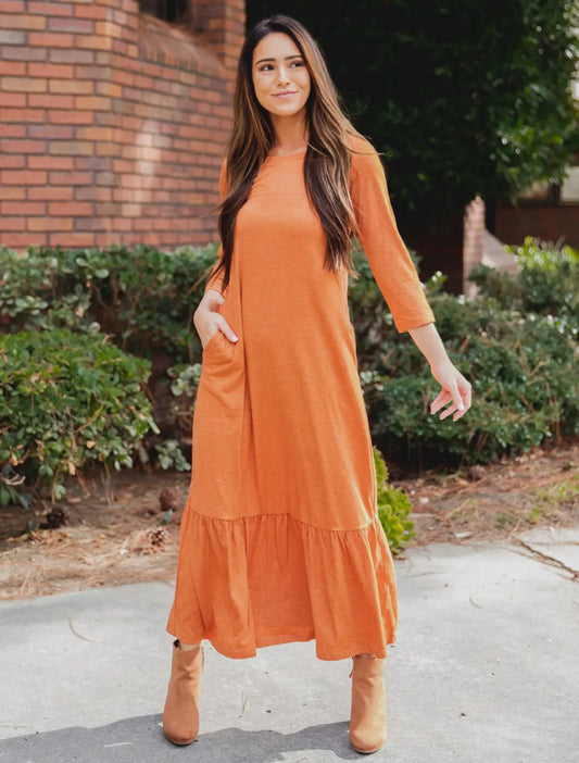 3/4 sleeve sander maxi dress