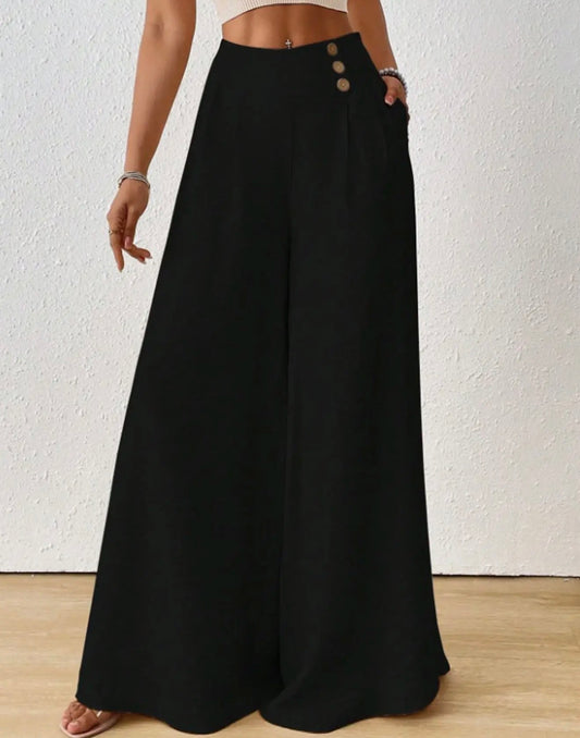 Black wide leg trousers