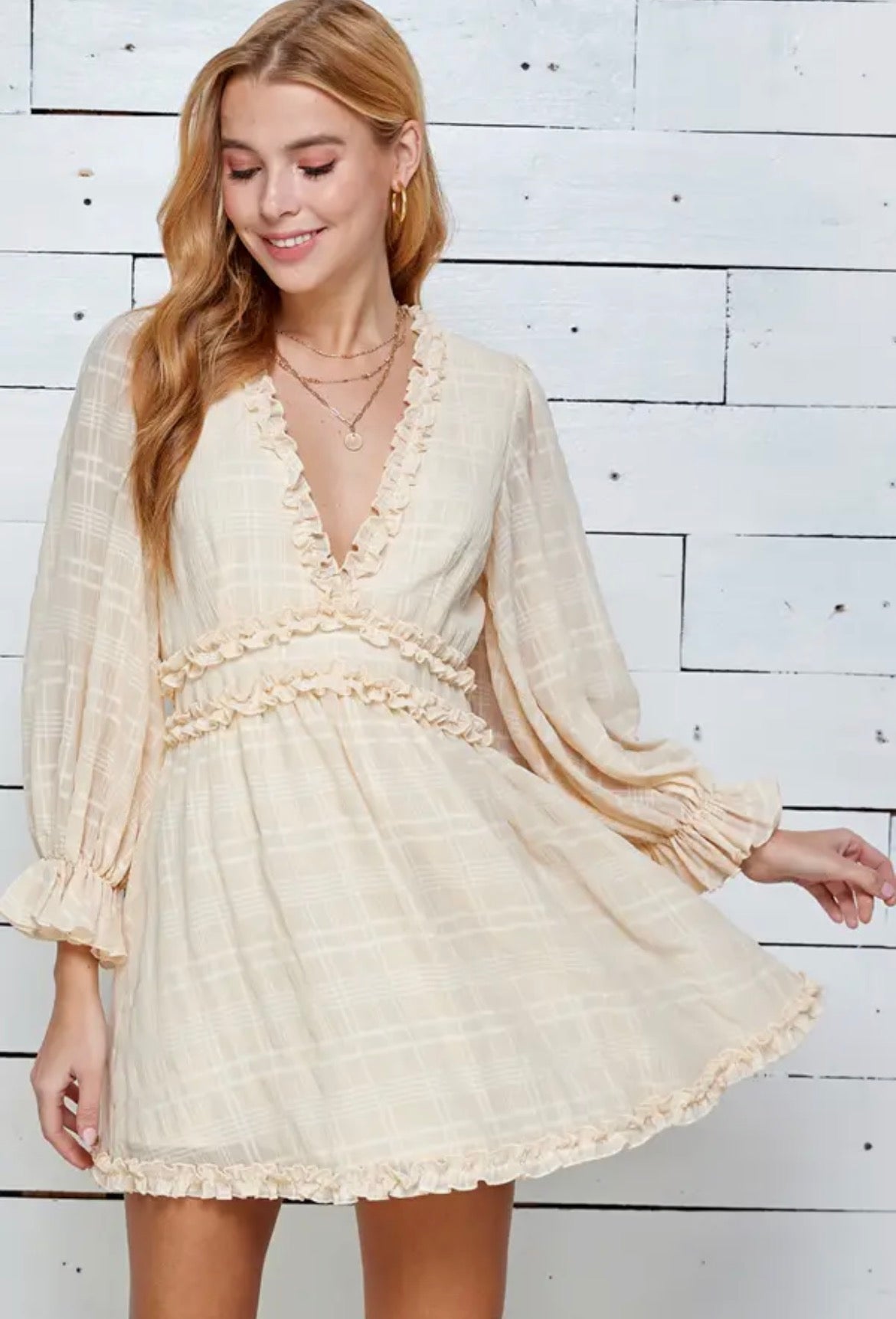 Ruffle open back romper