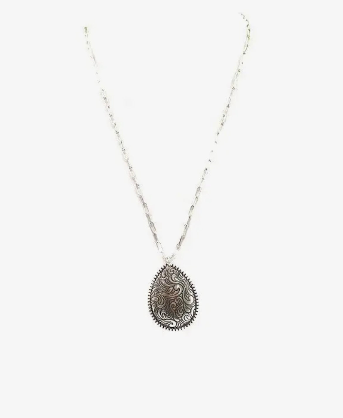 Etched teardrop necklace