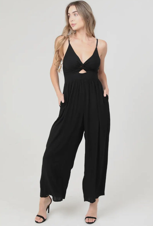 Neck twist cut out  jumpsuit