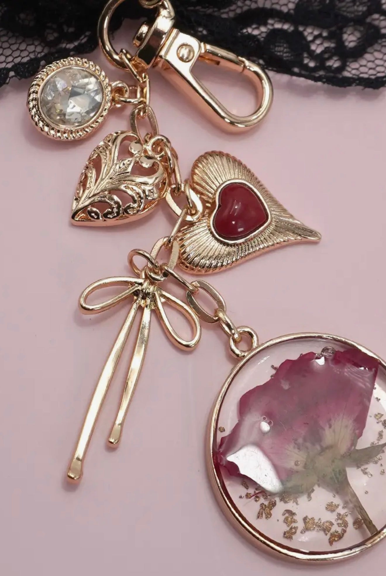 Dried bow bag charm