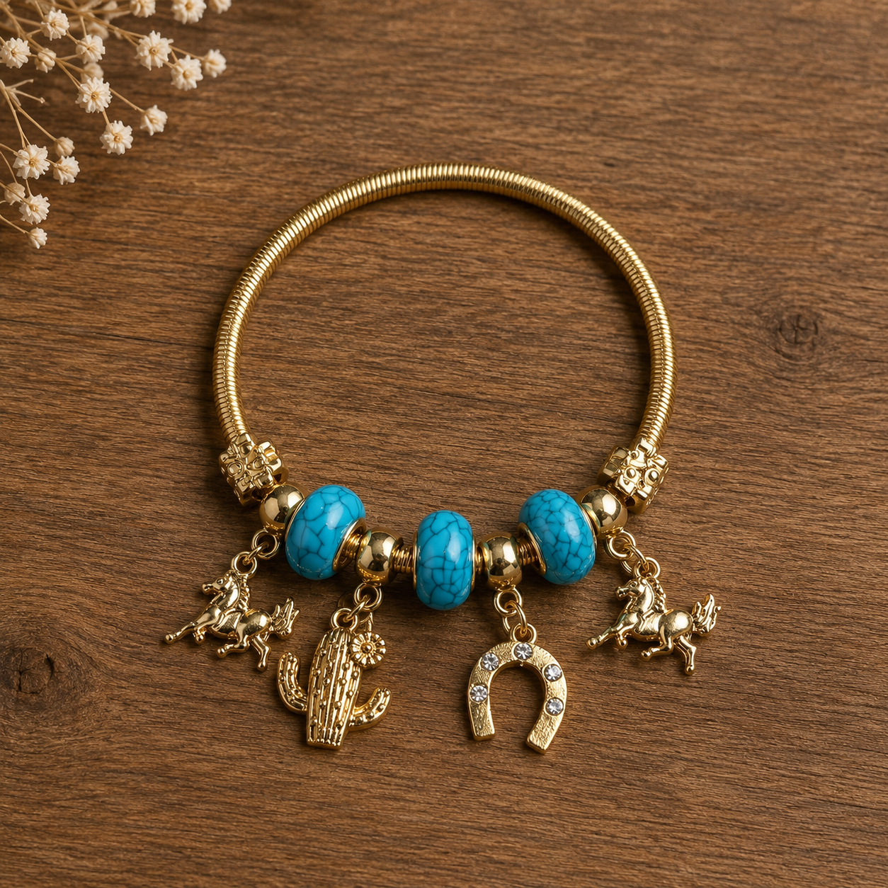 Turquoise Cowgirl Charm Bracelet