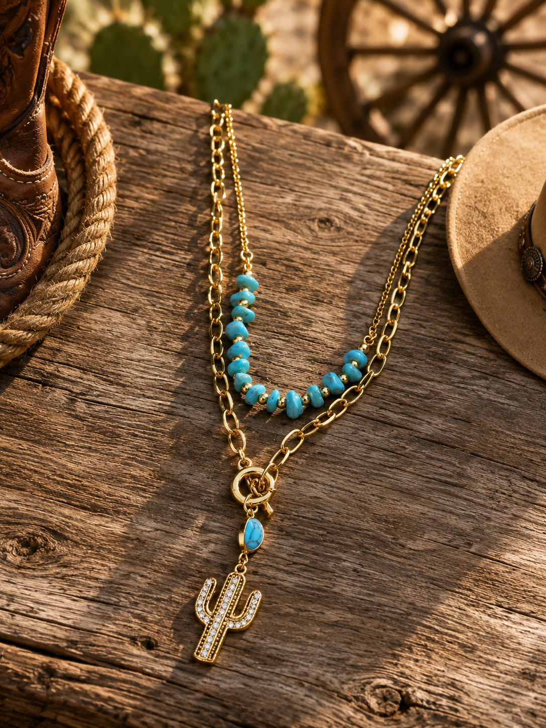 Desert Darling Turquoise Cactus Necklace
