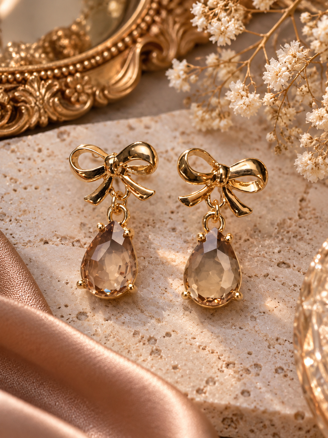 Darling Bow Earrings Champagne