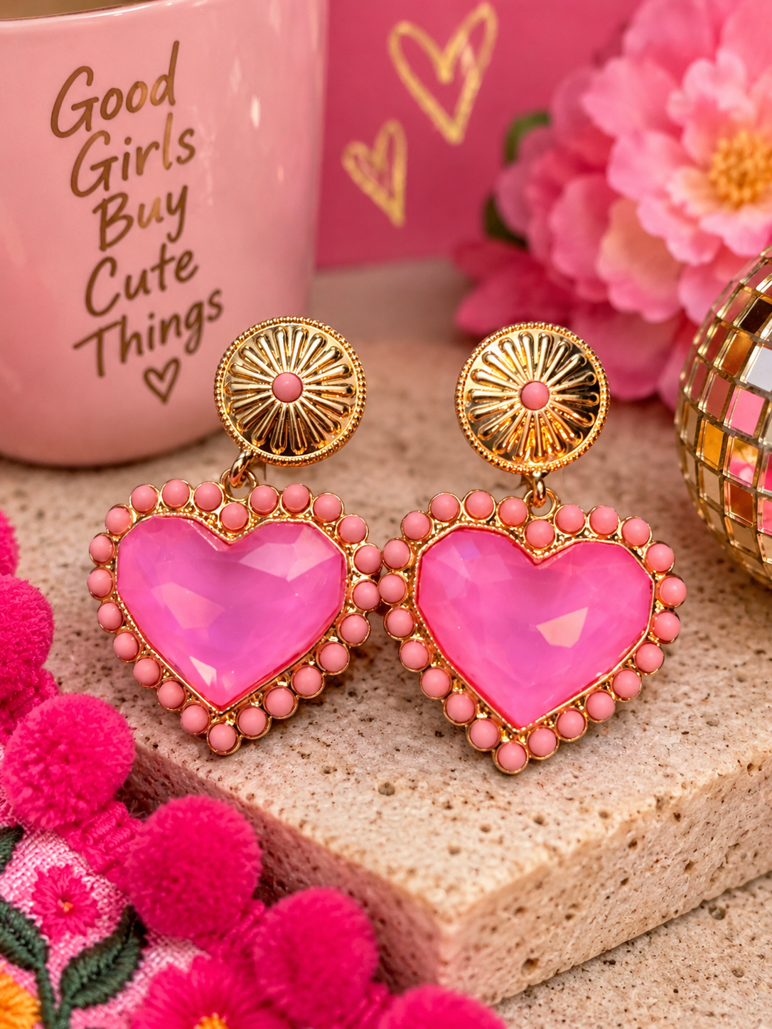 Pretty in Pink Heart Earrings