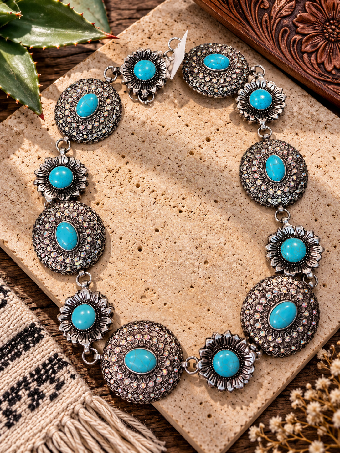 Chunky Rhinestone Concho Belt