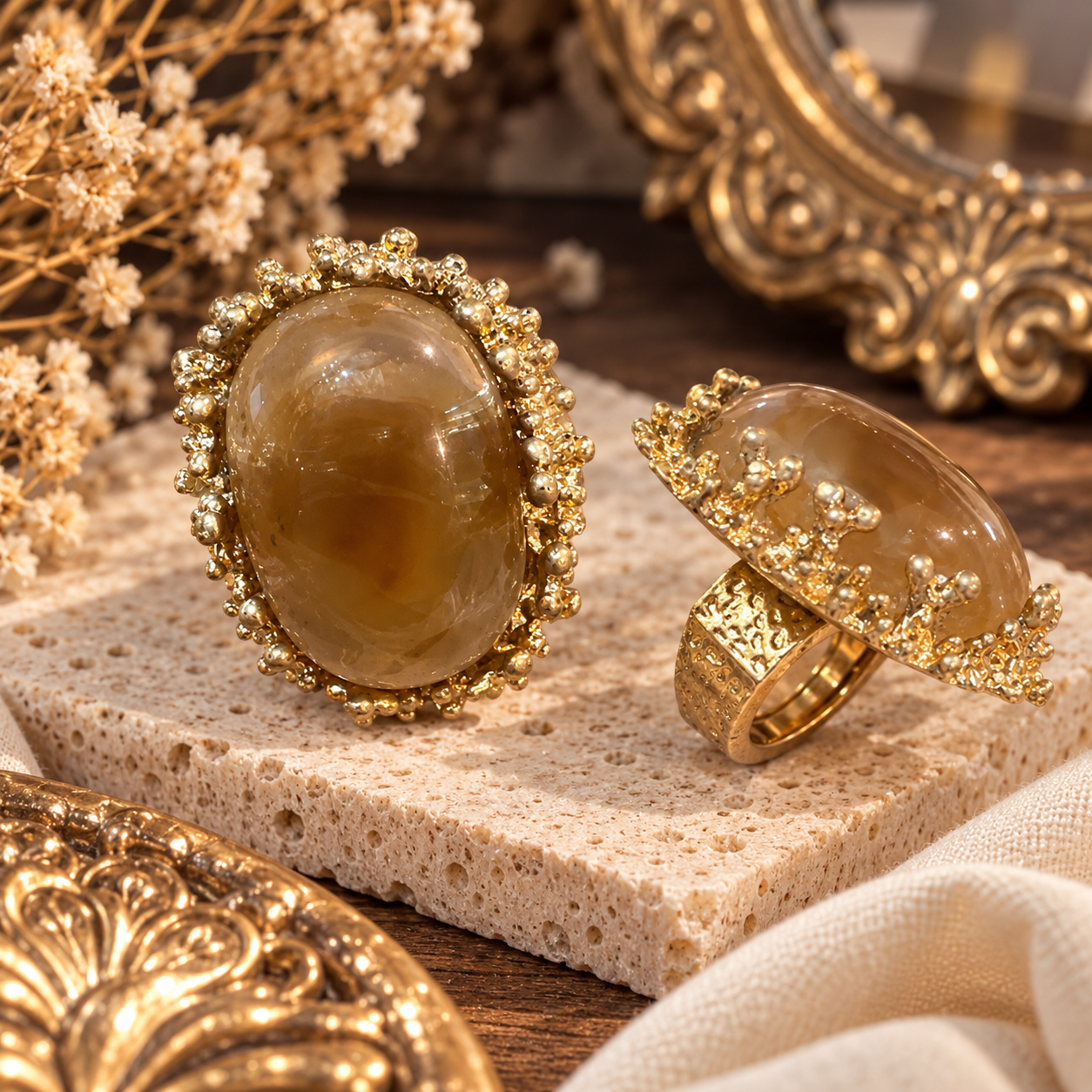 Golden Honey Statement Ring
