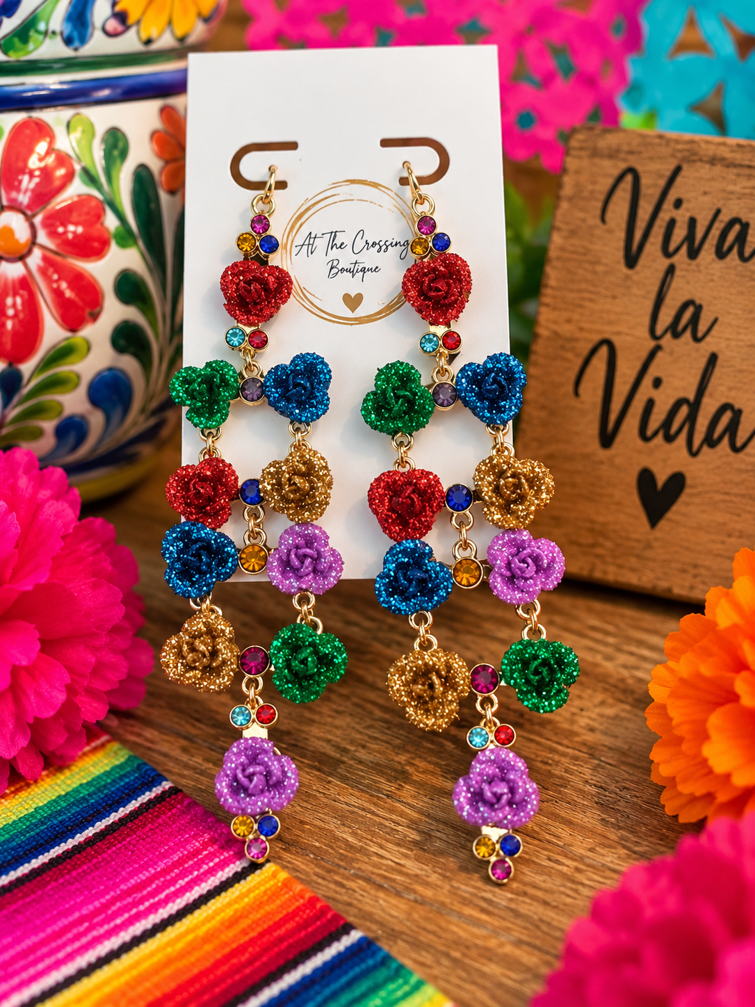 Fiesta de Rosas Statement Earrings