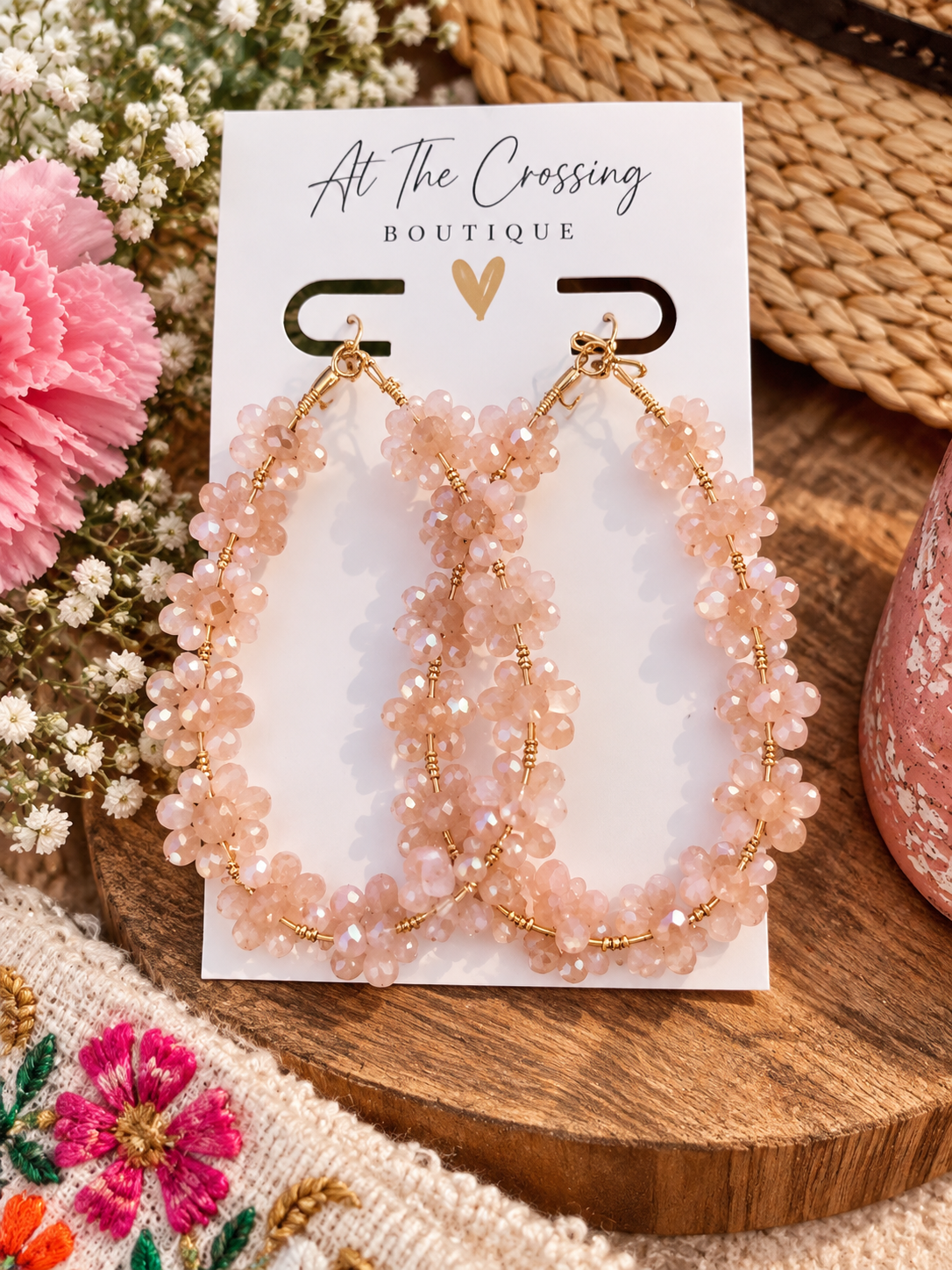Blush in Bloom Hoop Earrings