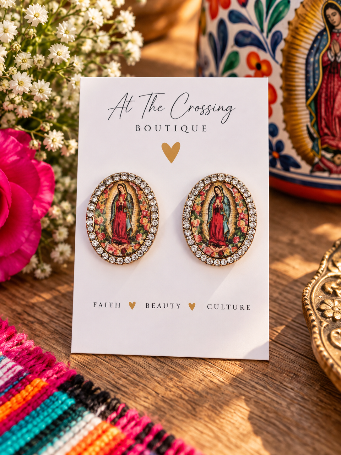 Virgencita de Guadalupe Rhinestone Studs