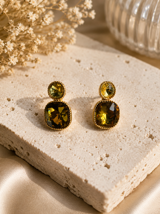 Amber dangle studs