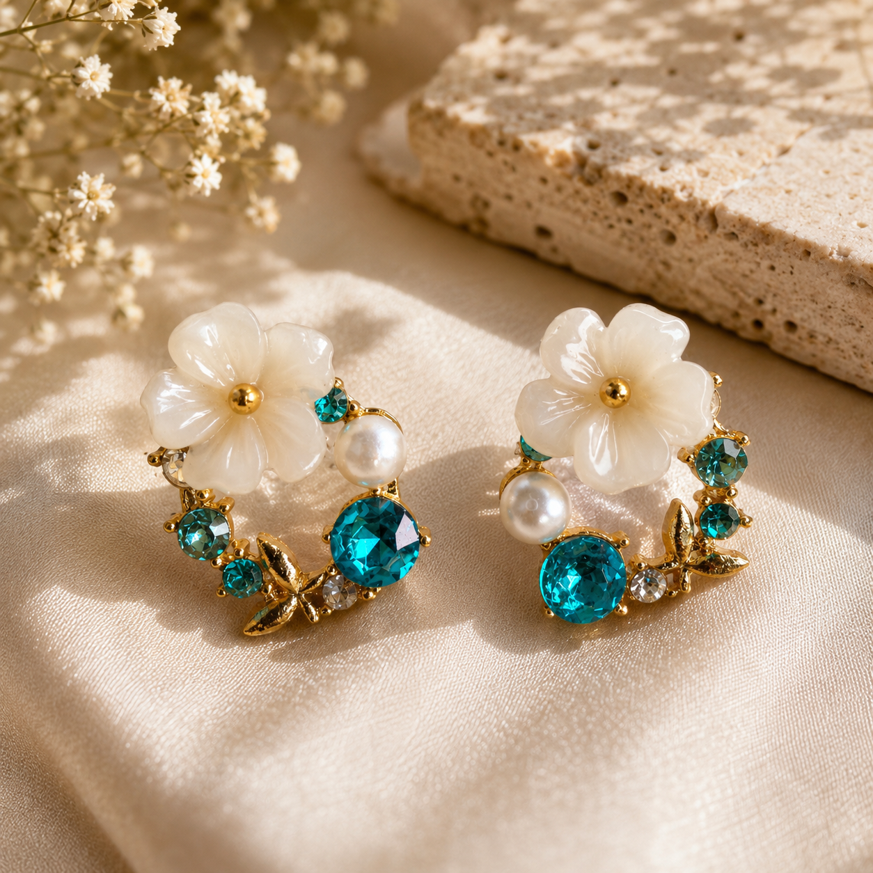 Floral wreath earrings