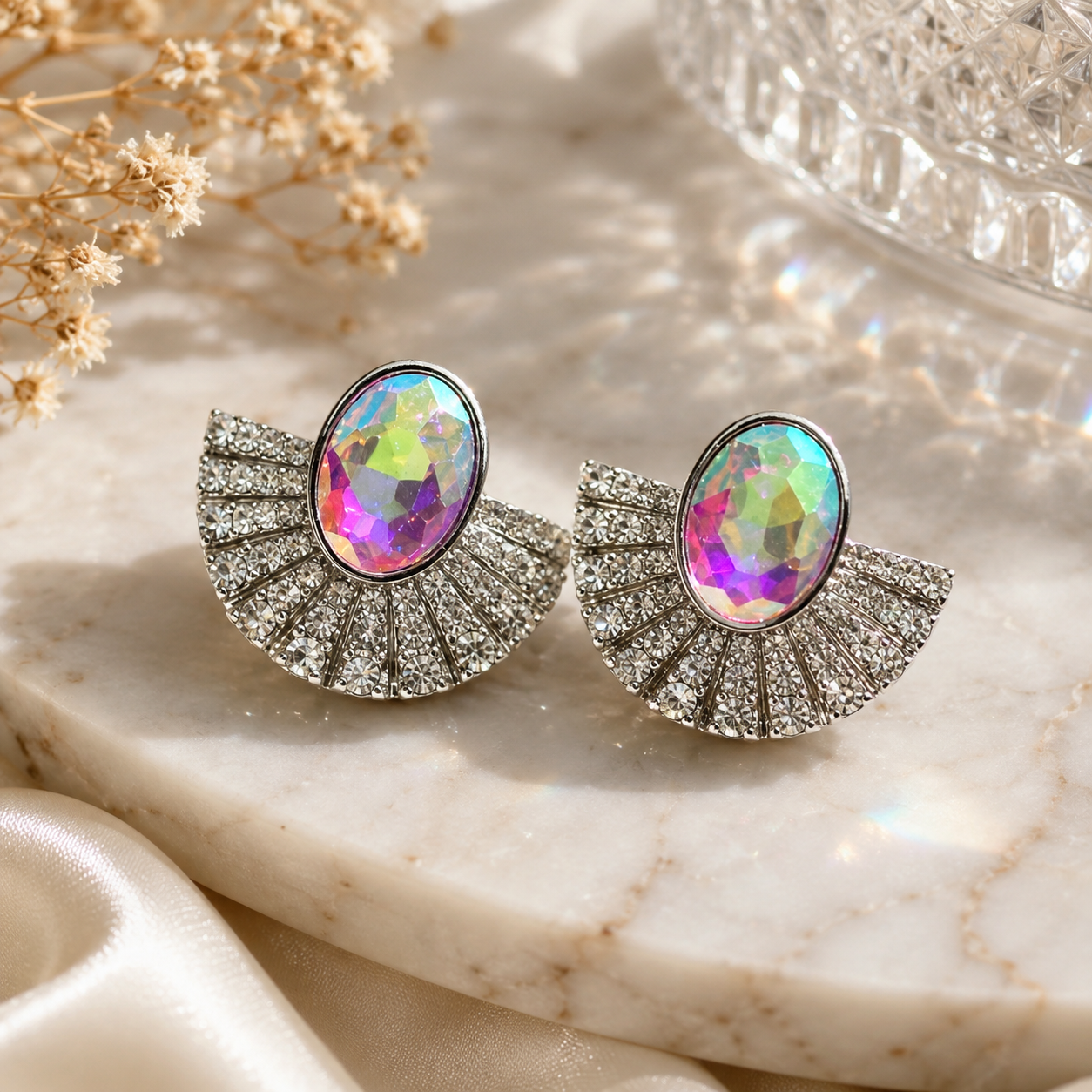 Crystal fan earrings