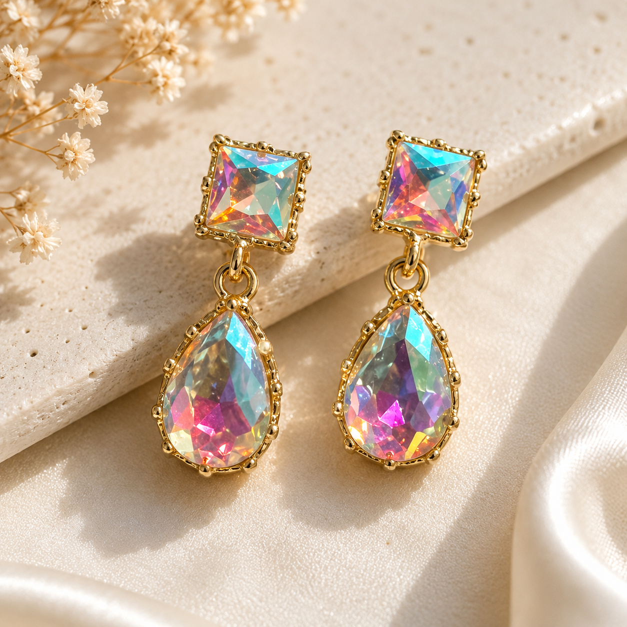 Iridescent Crystal drop earrings