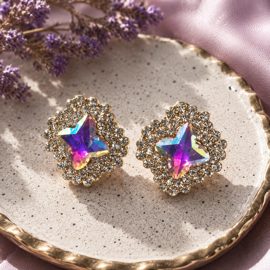 Iridescent Star Crystal Stud Earrings