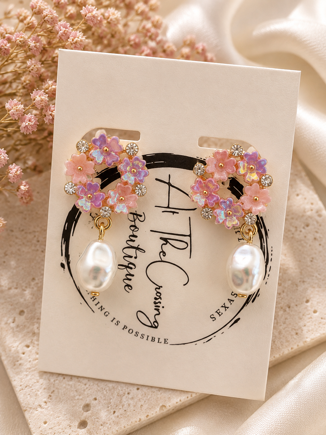 Blush Garden Pearl Drop Earring