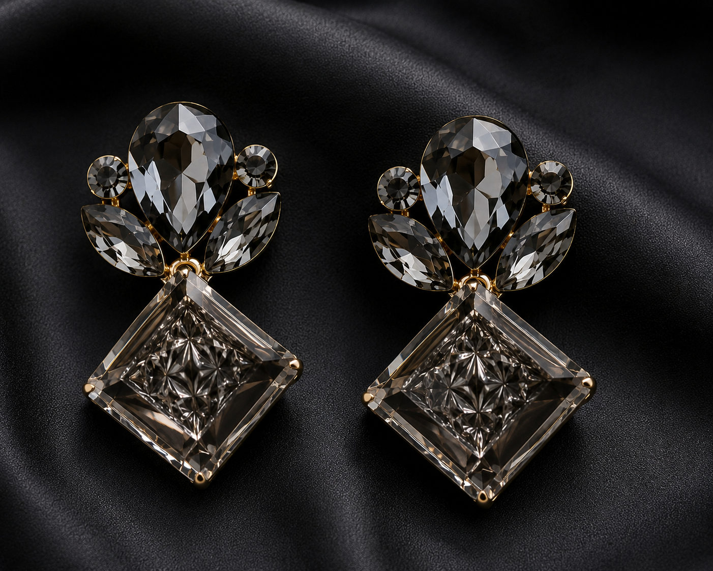 Smoky Crystal drop earrings