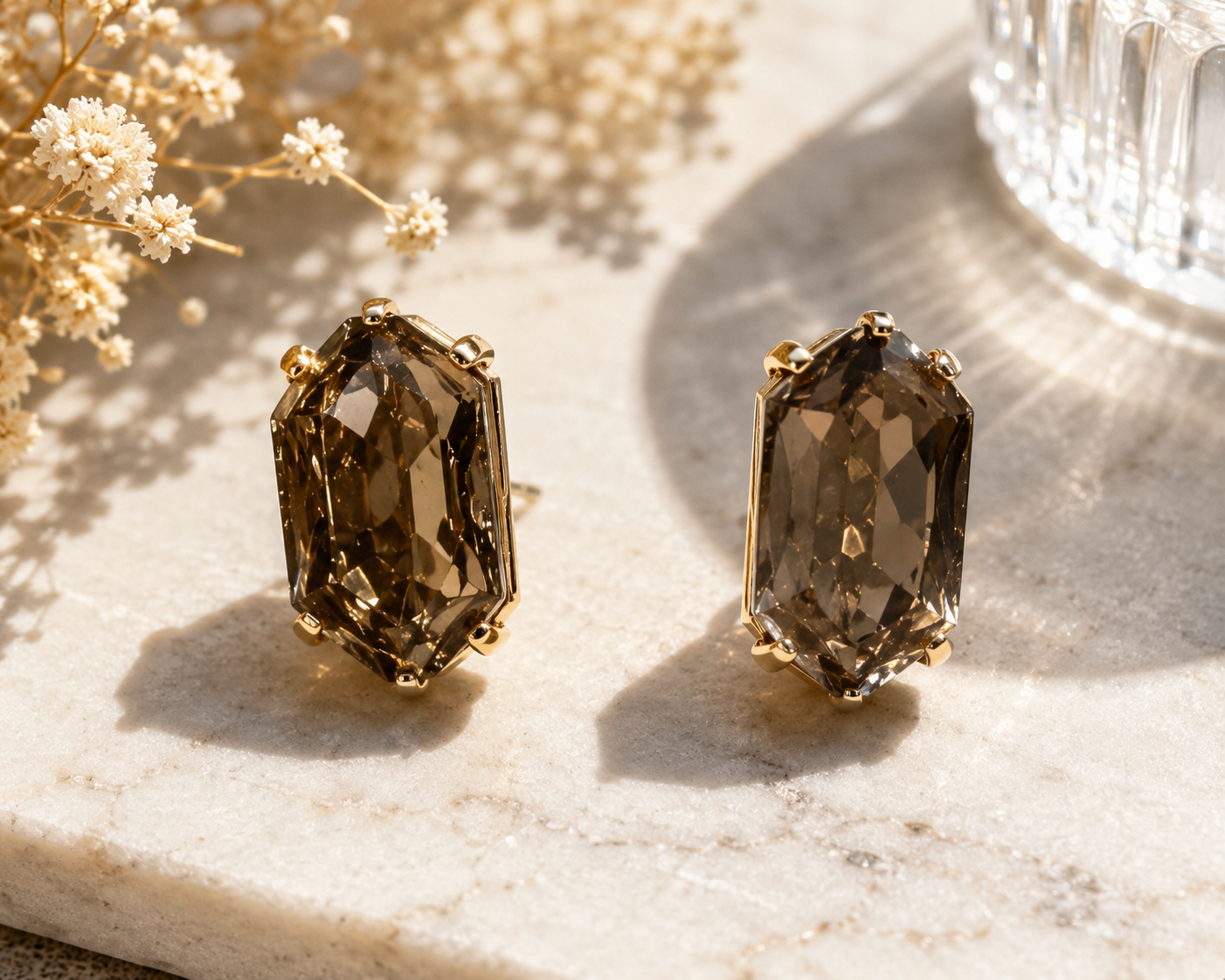 Smoky Crystal Stud Earrings