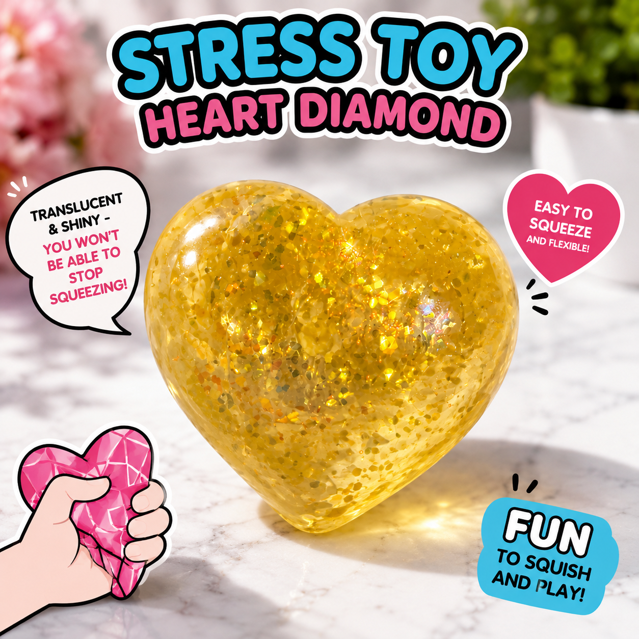 Heart diamond stress toy