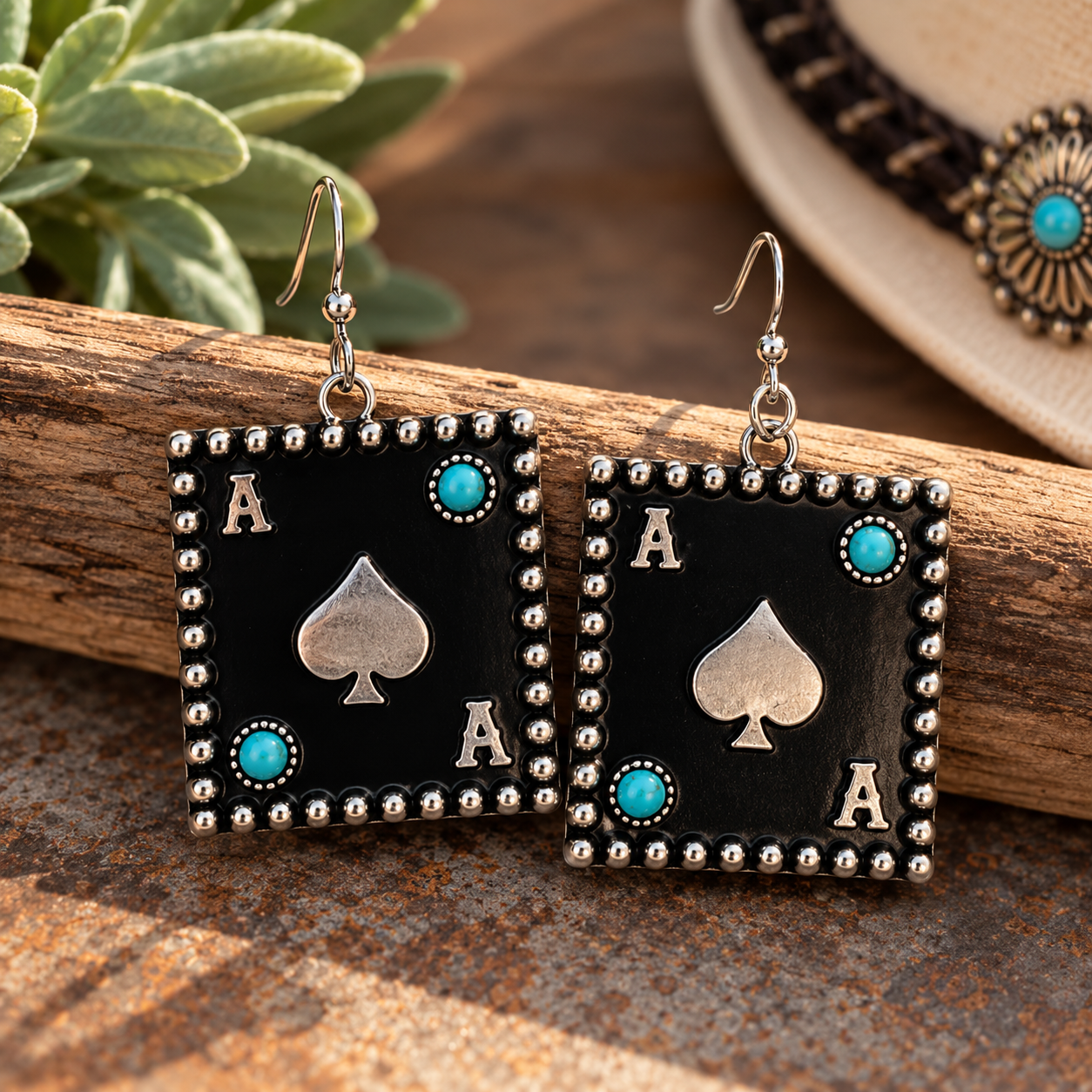Ace of Spades Turquoise Earrings