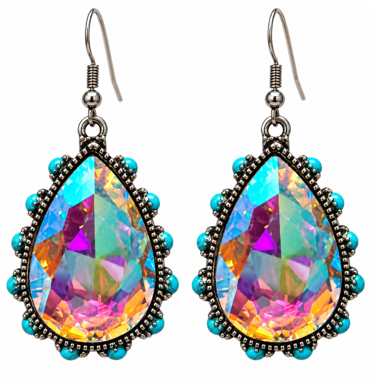 Prismatic Turquoise Teardrop Earrings