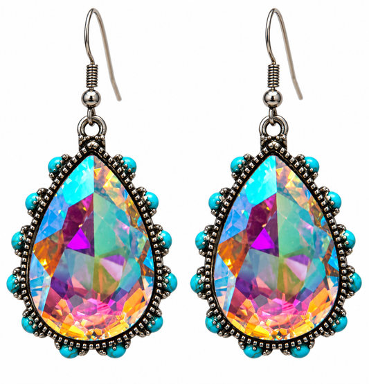 Prismatic Turquoise Teardrop Earrings