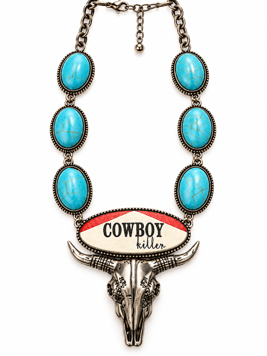 Cowboy Killer Turquoise Longhorn Necklace