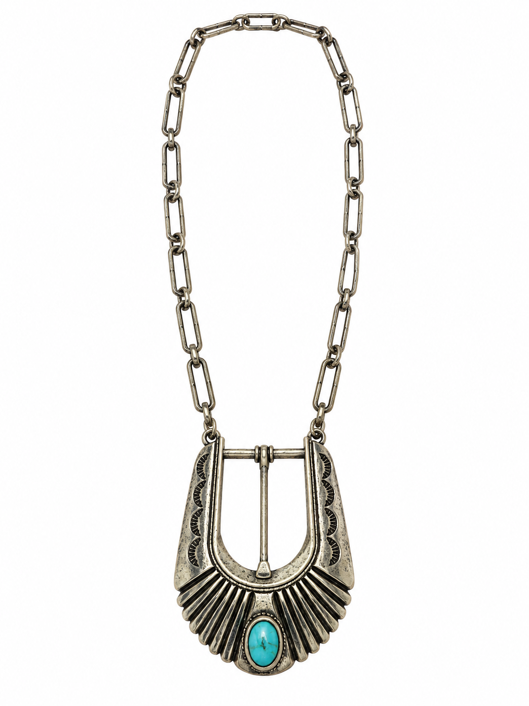 Turquoise Western Buckle Necklace