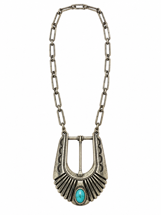 Turquoise Western Buckle Necklace