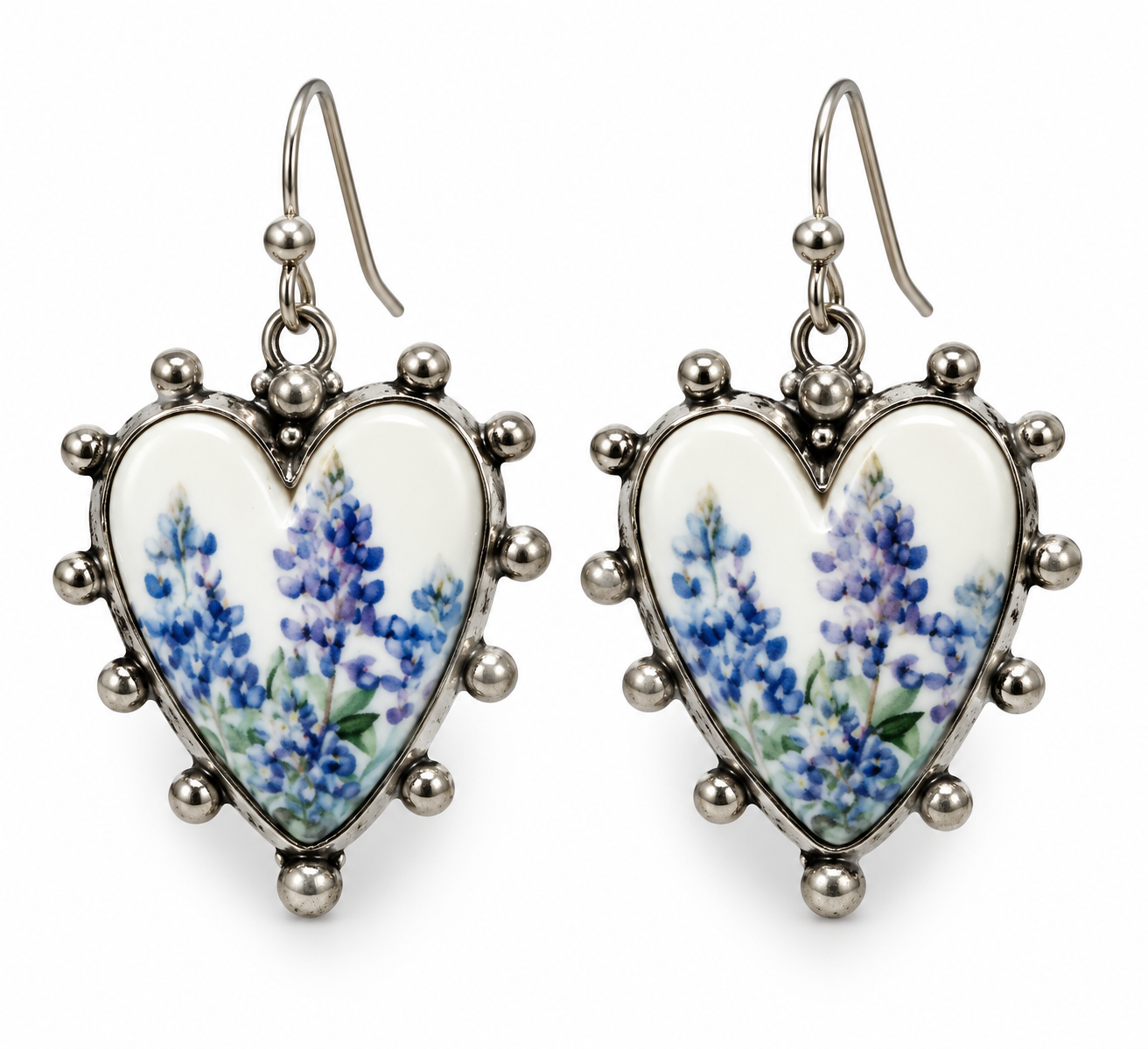 Bluebonnet Heart Earrings