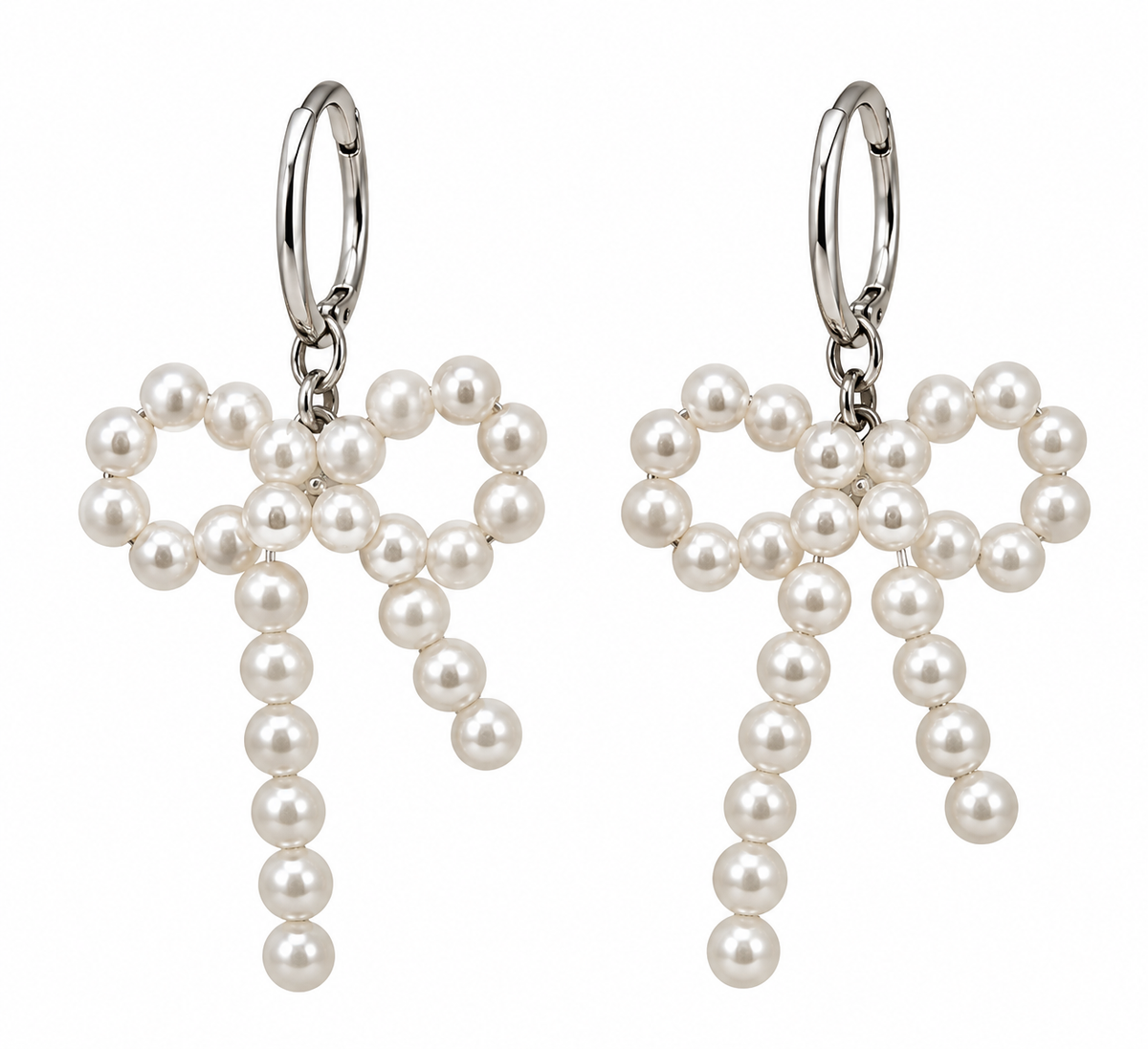 Pearl Bow Drop Earrings