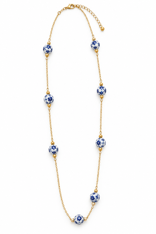 Blue Willow Beaded Necklace