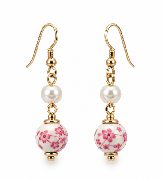 Blushing Rose Pearl Earrings