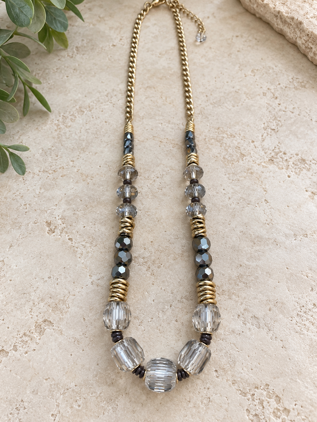Smoky Crystal Statement Necklace