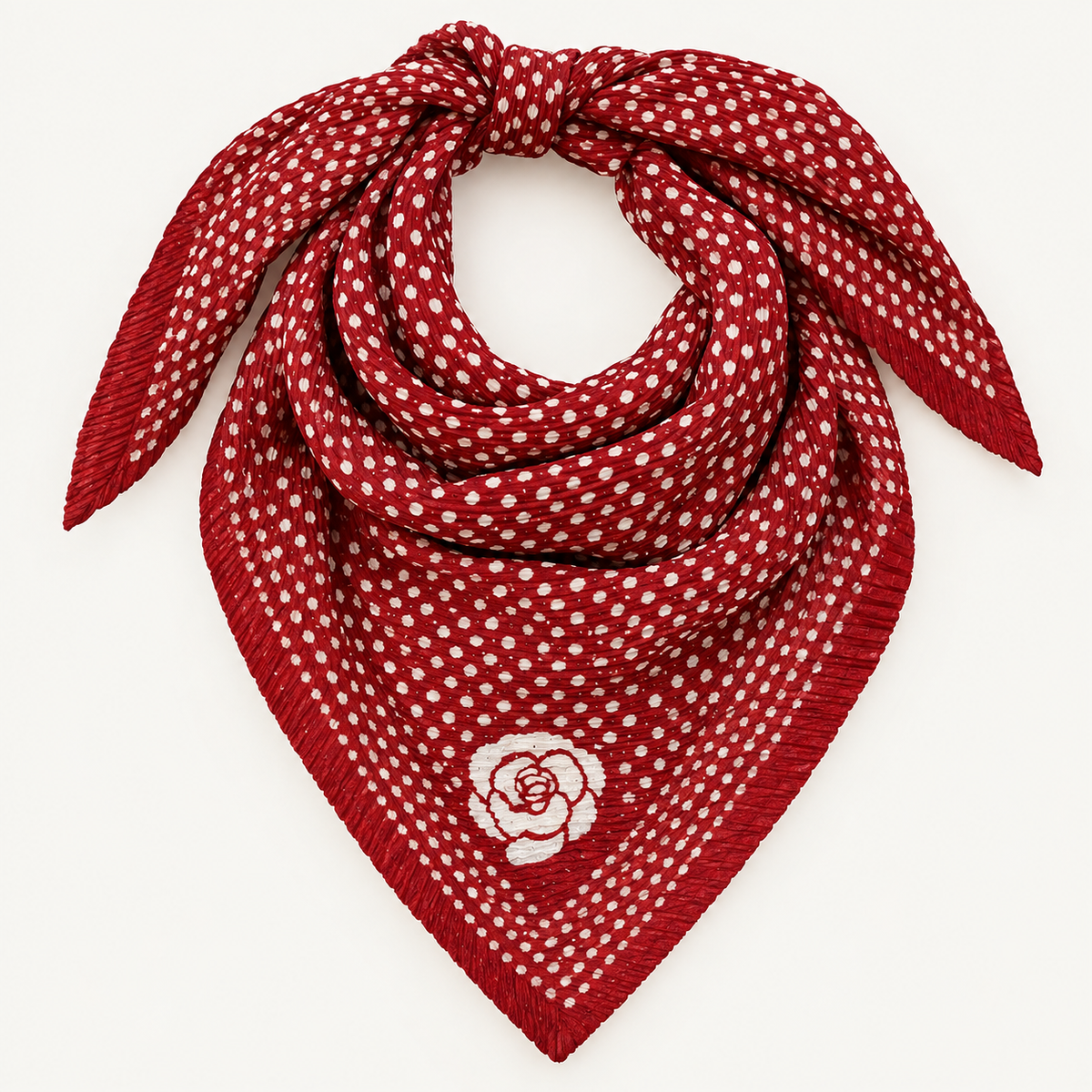 Crimson Rose Pleated Head Scarf