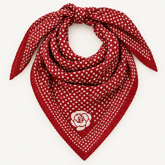 Crimson Rose Pleated Head Scarf