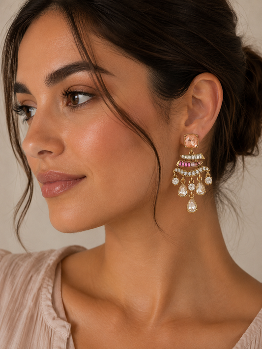 Vintage rhinestone teardrop earrings