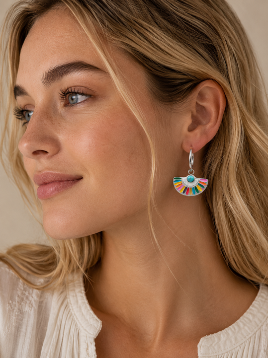 Fan drop earrings