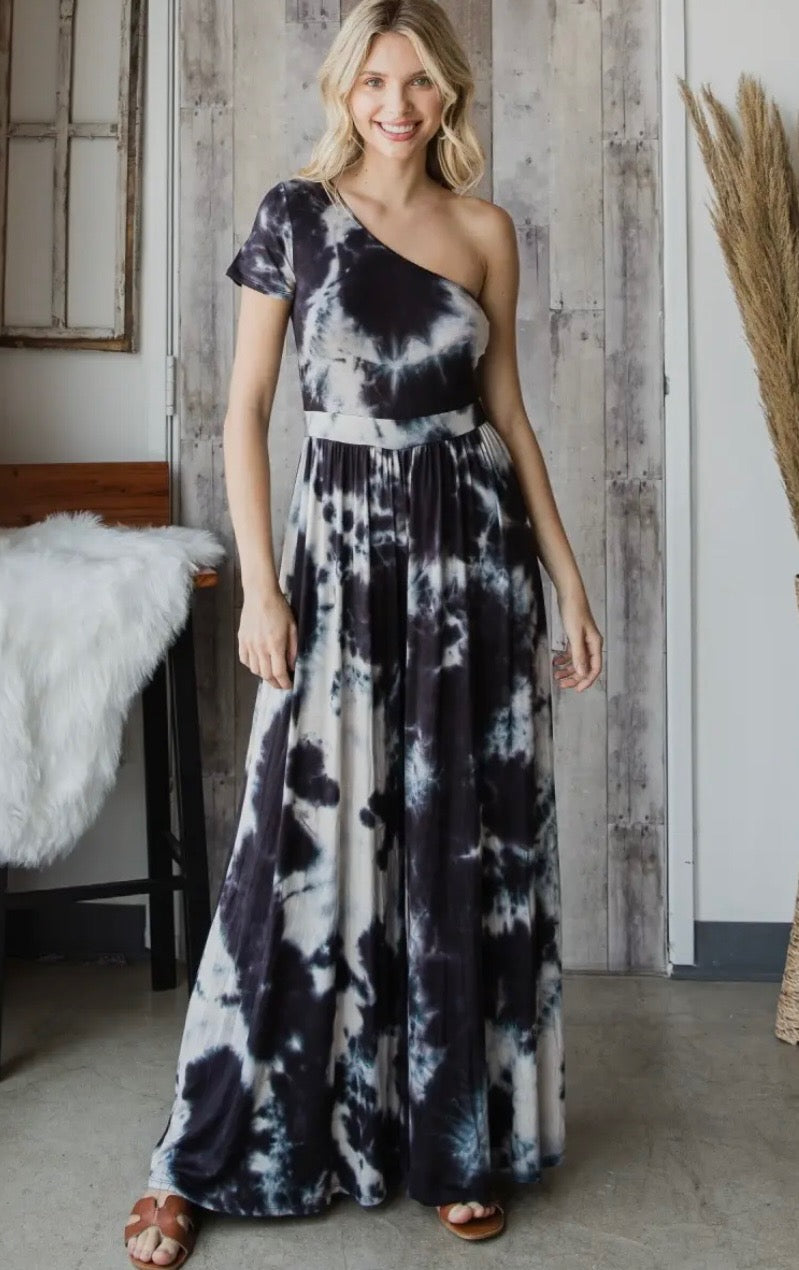 Tie dye cold shoulder romper